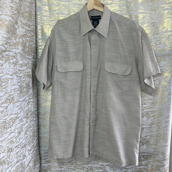 Premiere Collection Light Gray Chambray Short Sleeve Shirt Size M - Picture 2 of 12